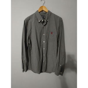 Men's U.S. Polo Assn. Gray Casual Button Down Shirt M with Red Pony Logo